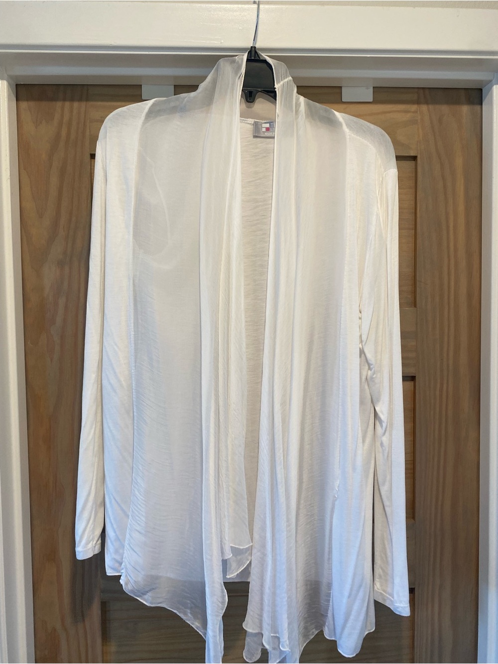 Open-Front Draped Women's Cardigan Sweater in White